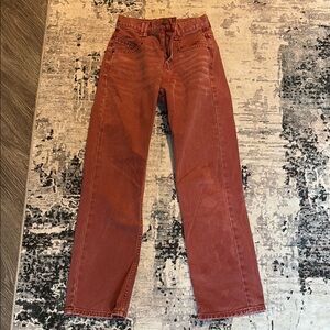 Rust Orange High-Waisted Jeans